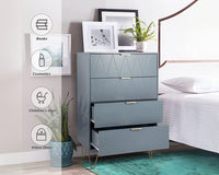 Thumbnail for Tallboy Chest of Drawers - 4 Drawer Dressers for Bedroom (Sky blue)