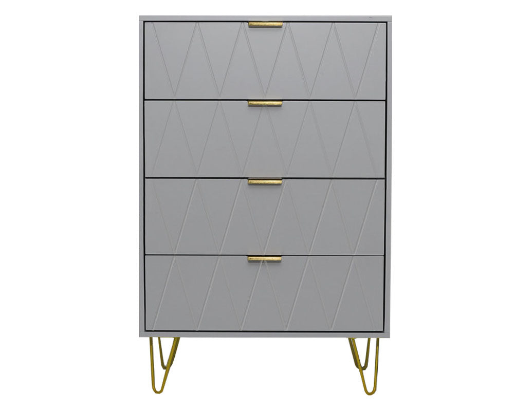 Tall boy Chest of Drawers - 4 Drawers (Grey)