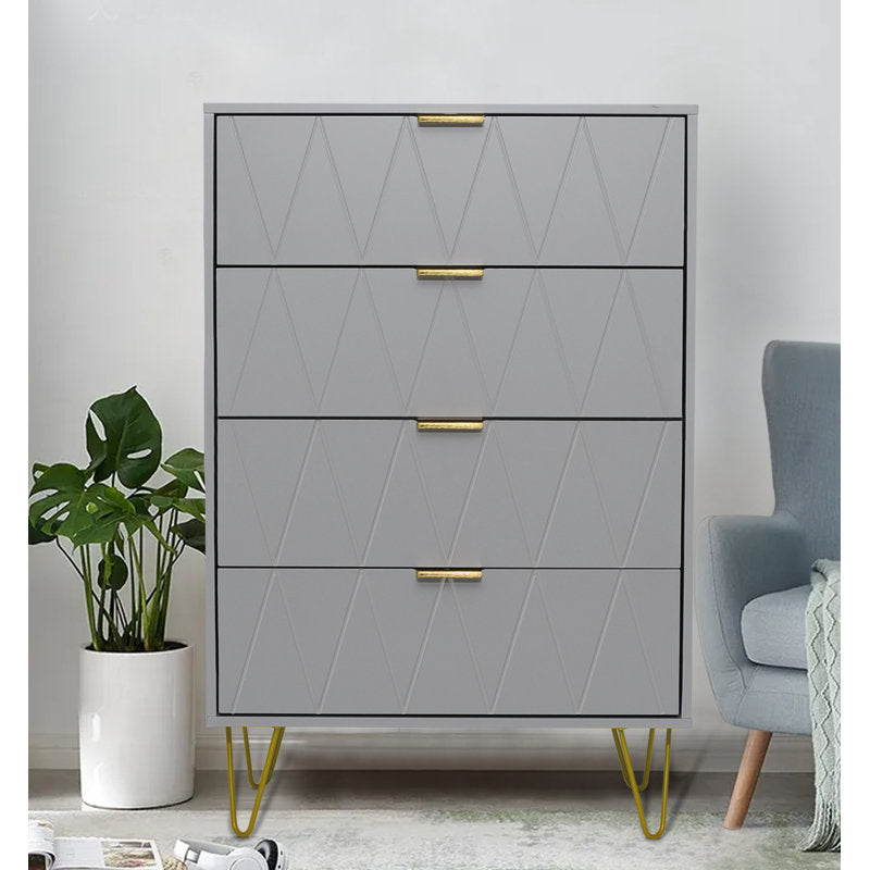 Tall boy Chest of Drawers - 4 Drawers (Grey)