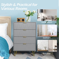 Thumbnail for Tallboy Chest of Drawers 4-Drawer Dressers for Bedroom (Grey)