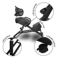 Thumbnail for Ergonomic Kneeling Posture Chair With Backrest Adjustable Height And Casters