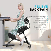 Thumbnail for Ergonomic Kneeling Posture Chair With Backrest Adjustable Height And Casters