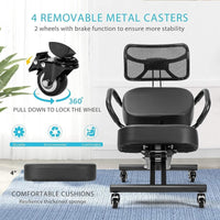 Thumbnail for Ergonomic Kneeling Posture Chair With Backrest Adjustable Height And Casters