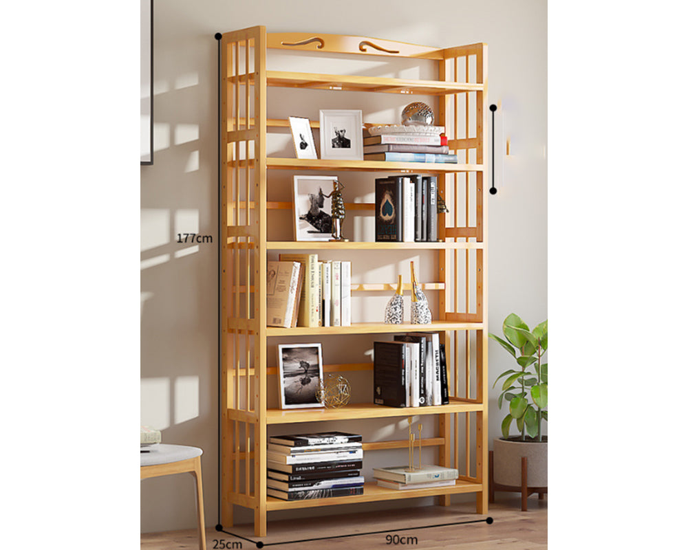 6 Tier Shelf bamboo Bookcase Bookshelf