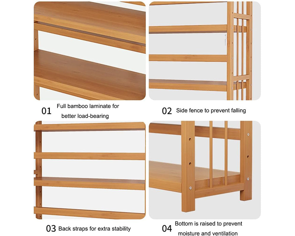 6 Tier Shelf bamboo Bookcase Bookshelf