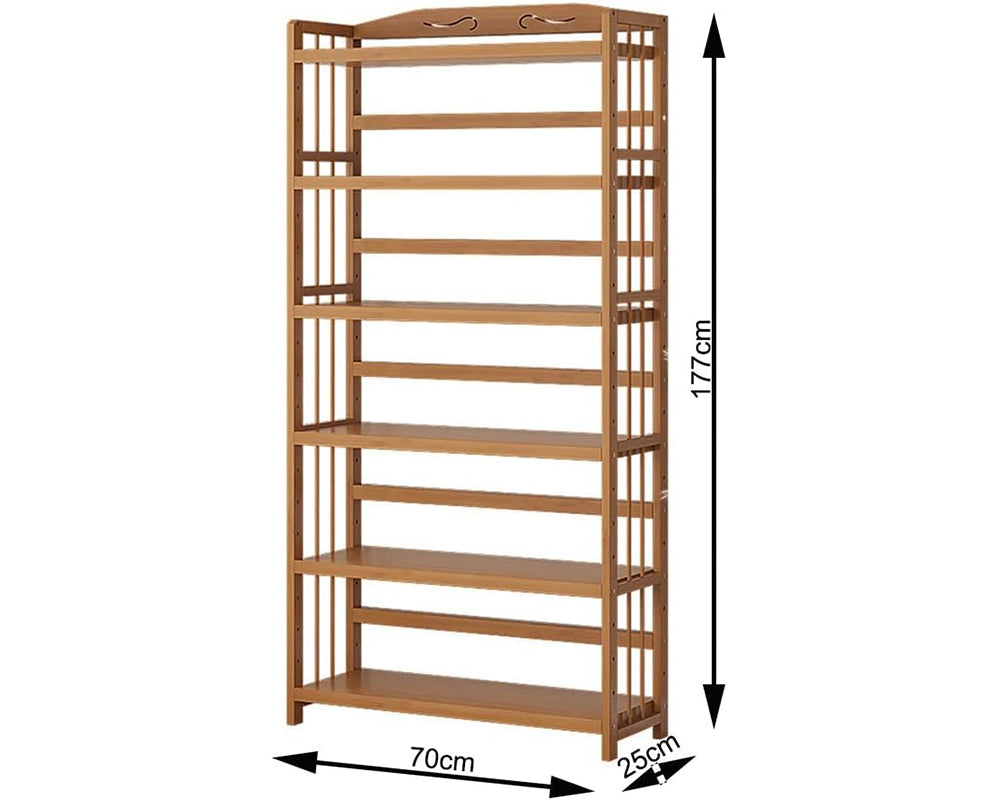 6 Tier Shelf bamboo Bookcase Bookshelf