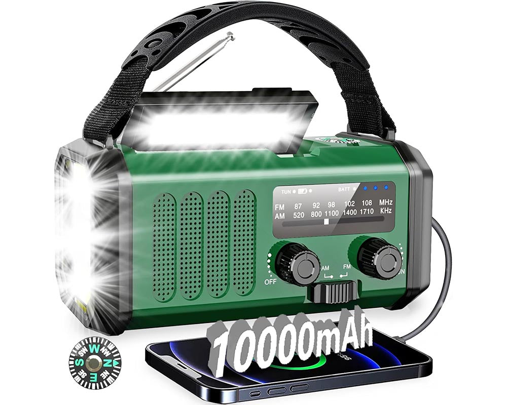 Solar Powered FM Radio 10000mAh Battery