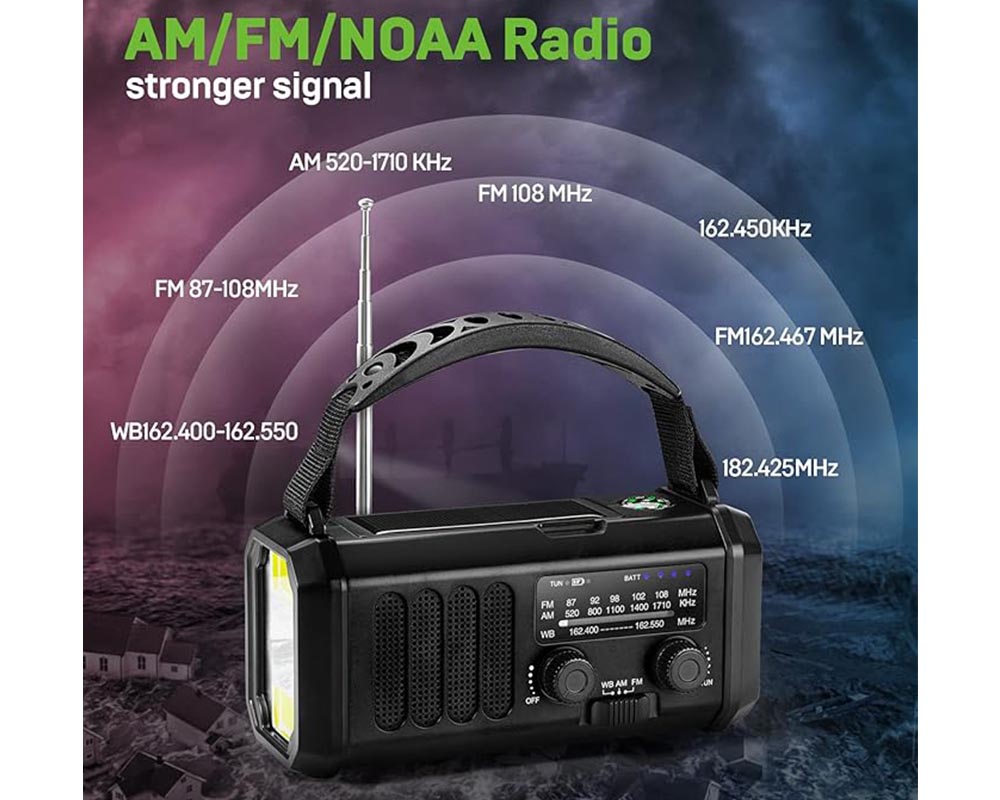 Solar Powered FM Radio 10000mAh Battery