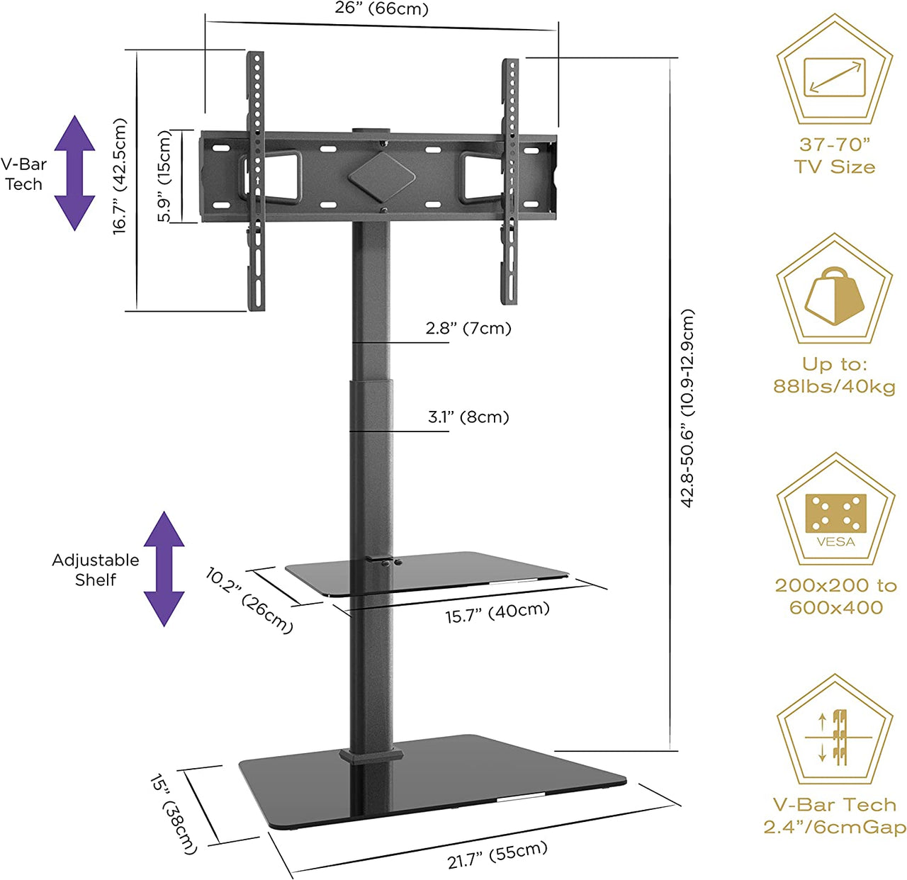 Swivel Tv Stand for 32-70 Inch