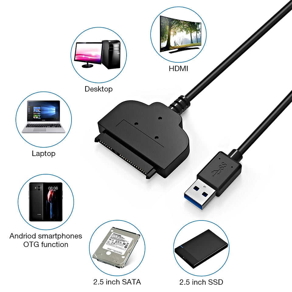 Sata To Usb Cable, Usb 3.0 To Sata Hard Drive Adapter Compatible For 2.5 Inch Hdd And Ssd