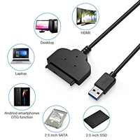 Thumbnail for Sata To Usb Cable, Usb 3.0 To Sata Hard Drive Adapter Compatible For 2.5 Inch Hdd And Ssd