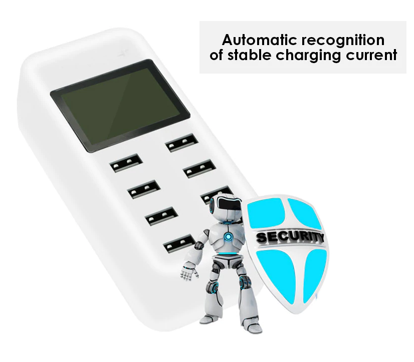 8-port USB Charger with LCD Display