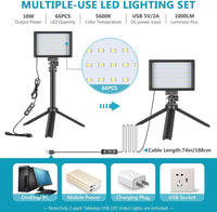 Thumbnail for 2-Pack Dimmable 5600K USB LED Video Light with Adjustable Tripod Stand