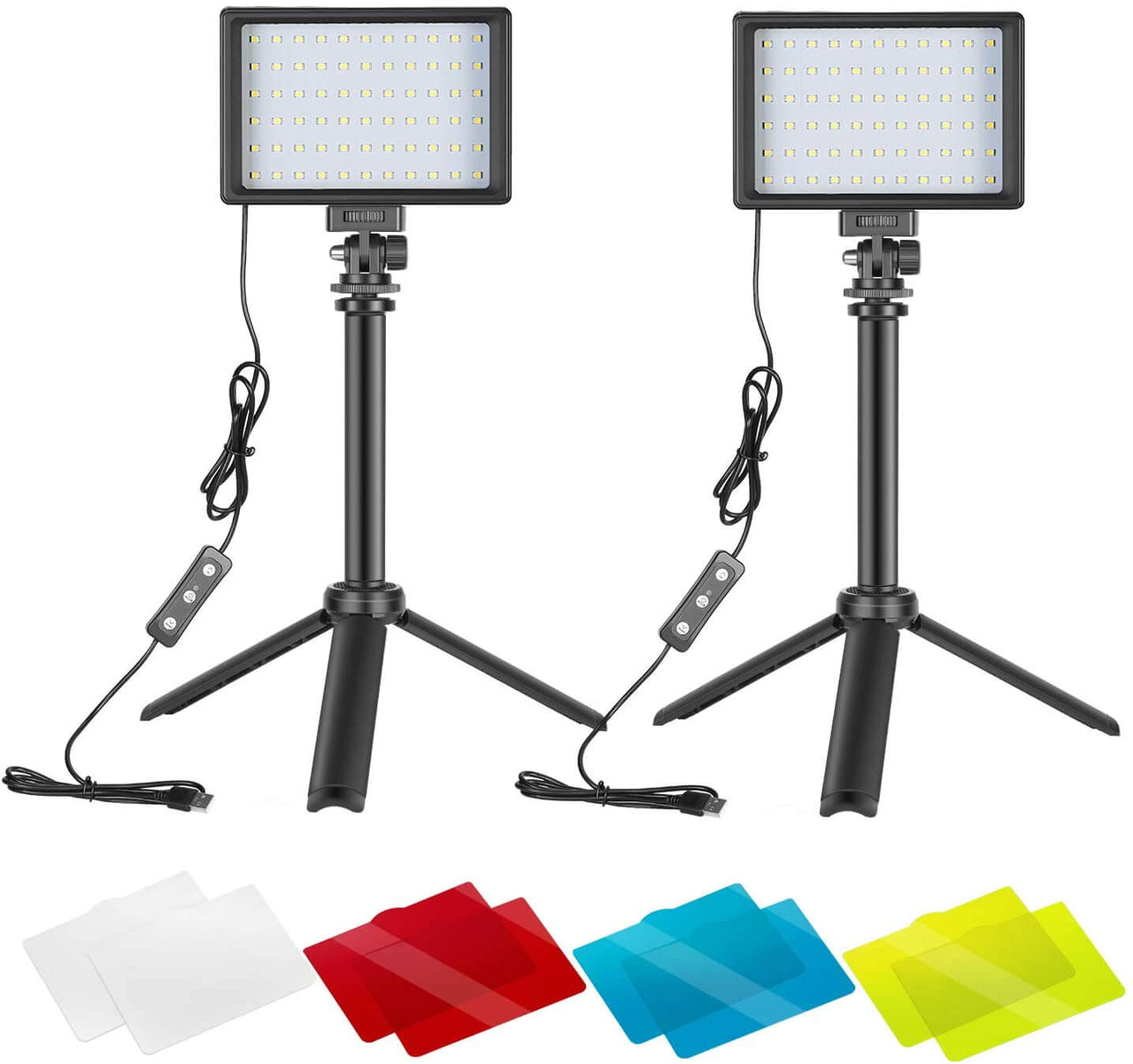 2-Pack Dimmable 5600K USB LED Video Light with Adjustable Tripod Stand