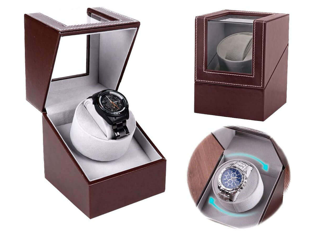 Automatic Quad Watch Winder Wood Display Box Motor Rotation Storage - The Shopsite