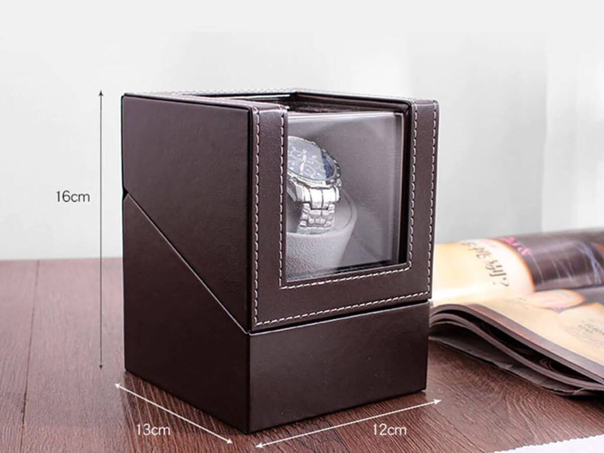 Automatic Quad Watch Winder Wood Display Box Motor Rotation Storage