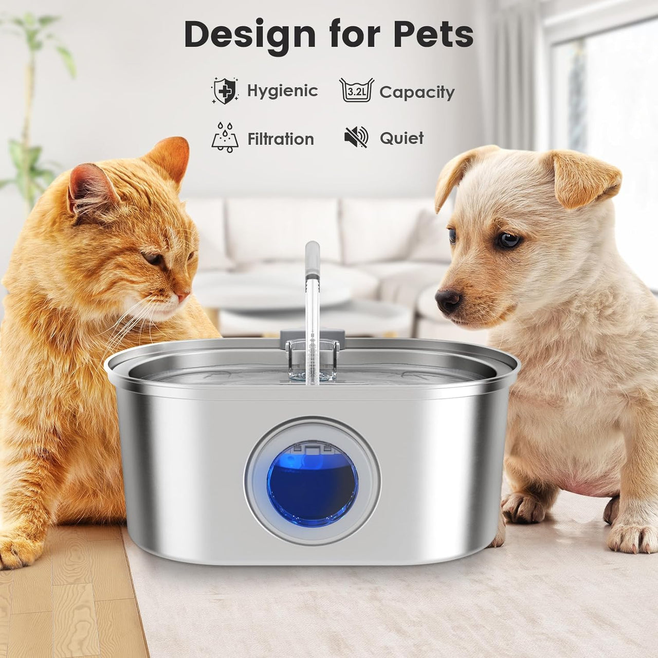 Cat Water Fountain Stainless Steel 3.2L