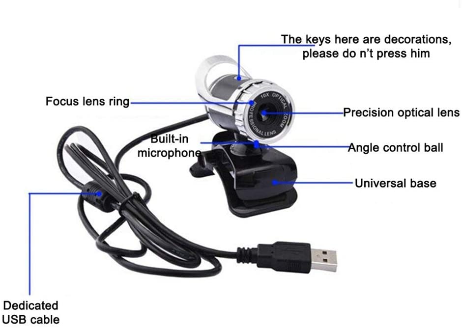 Webcam Full HD Web Camera with Built In Mic