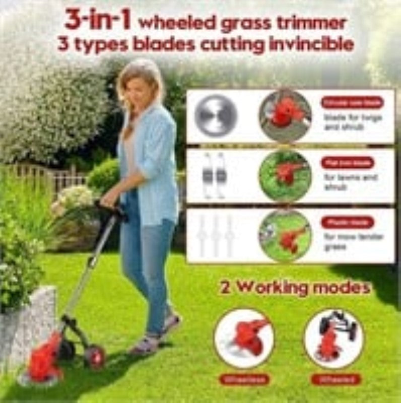 Lawn Mower Cordless Weed Cutter Garden Trimmer