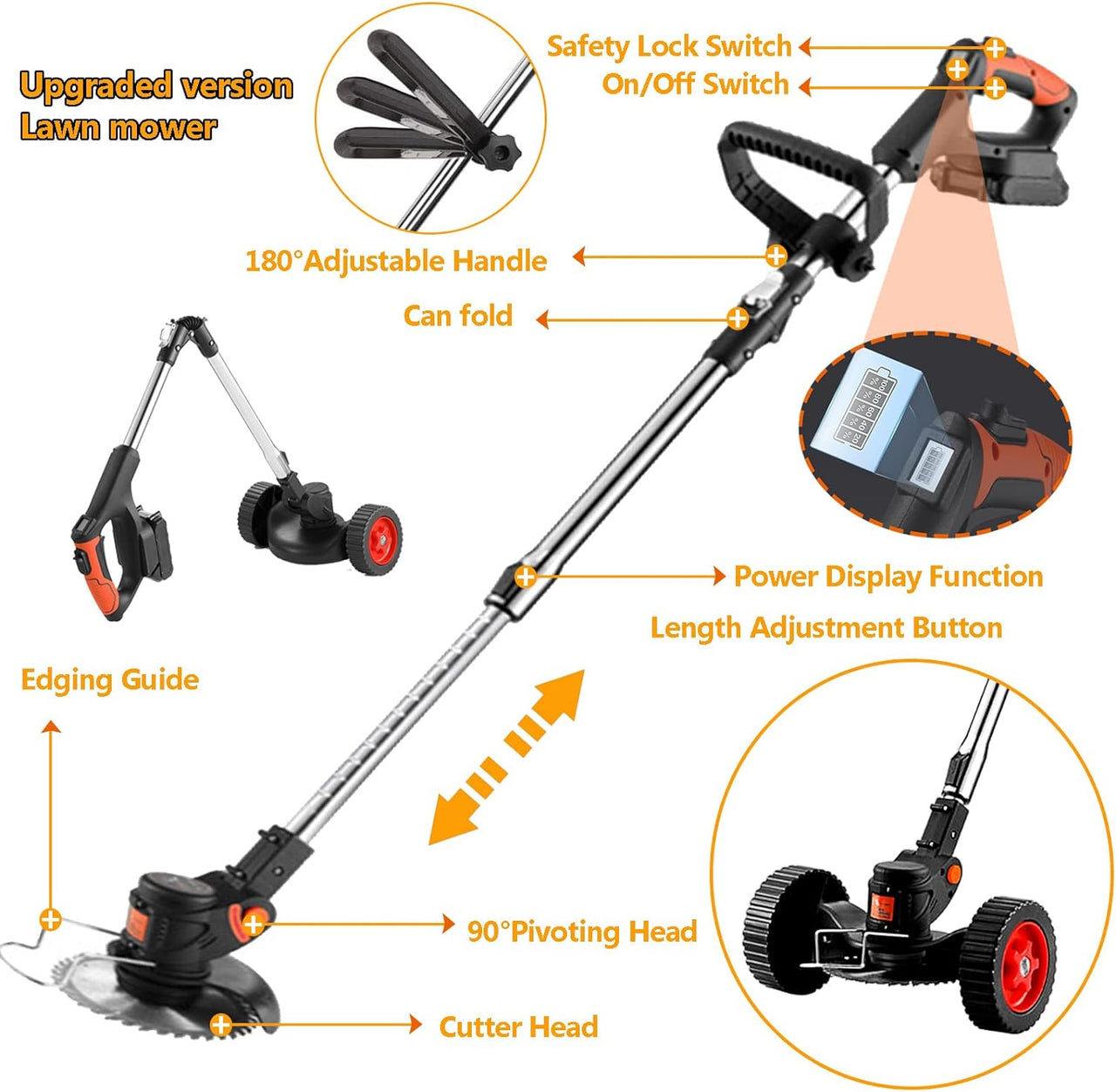 Push Weed Eater strimmer, Battery Operated Grass Cutter