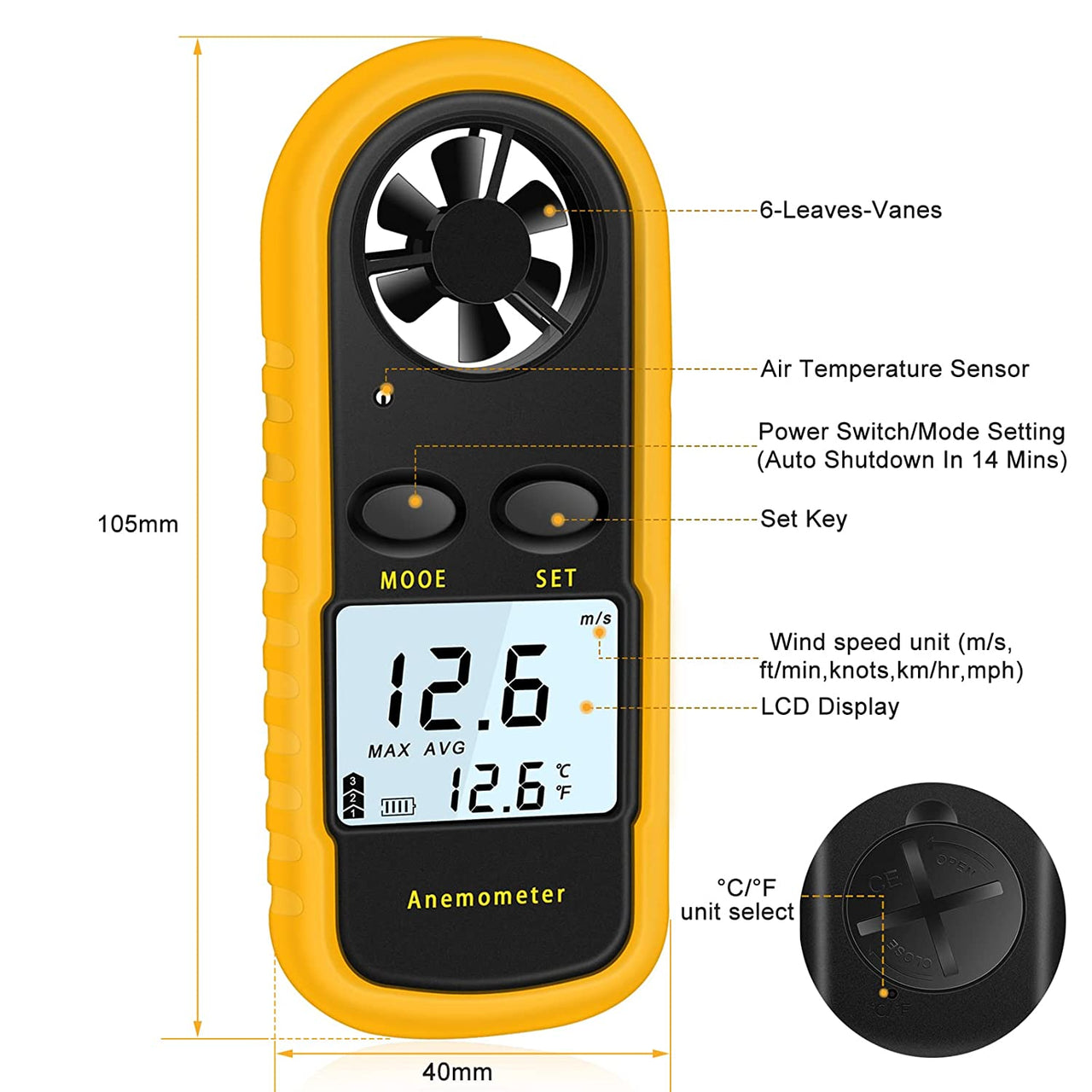 Wind Speed Meter Anemometer