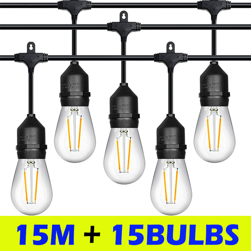 Outdoor Festoon Light String Lights 15M 15 LED Bulbs