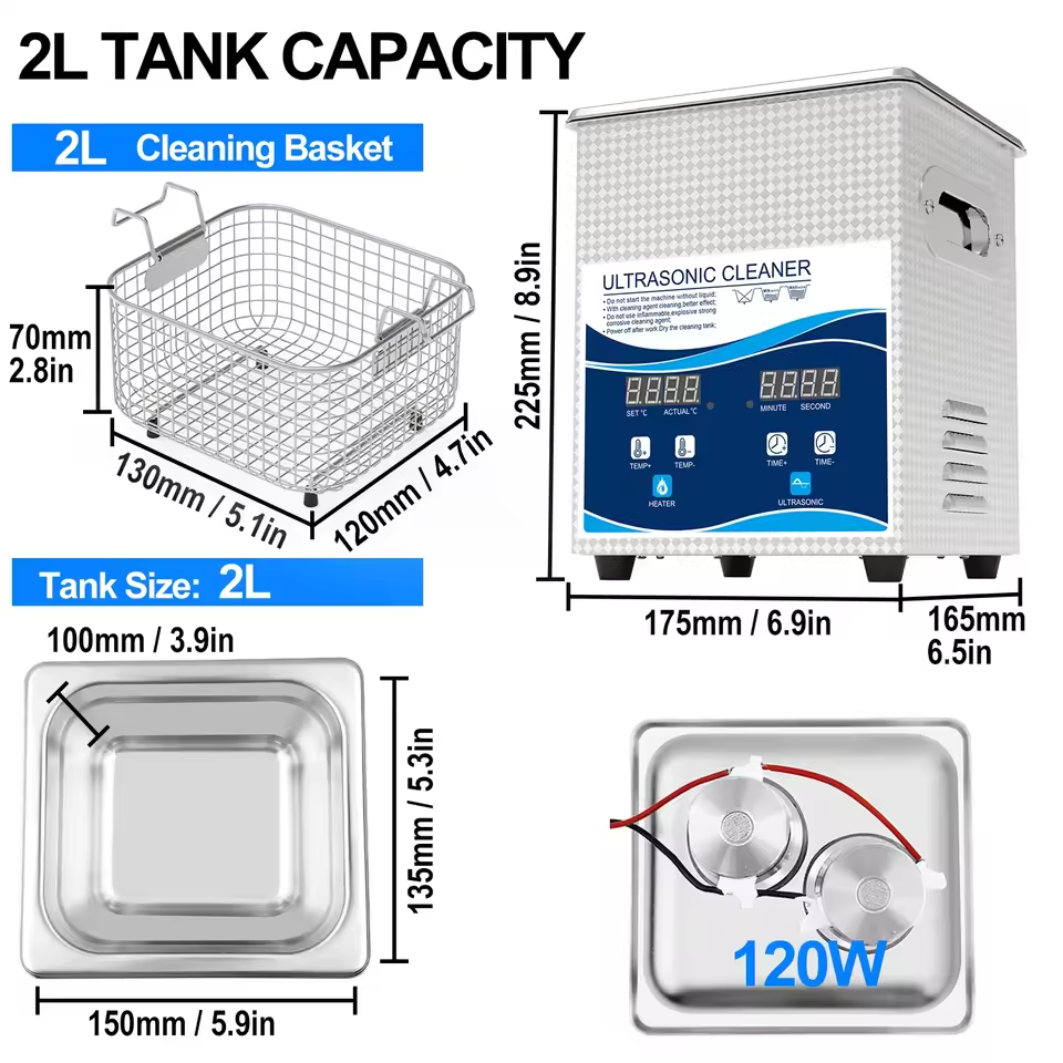 Ultrasonic Cleaner 2L Heating Function 60W