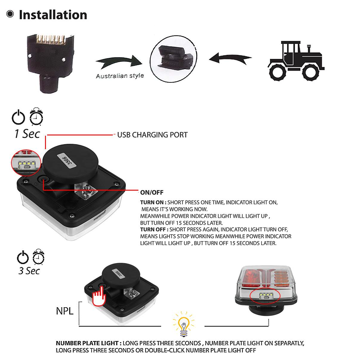 Trailer Light Magnetic Wireless LED Trailer Truck Tail Lights