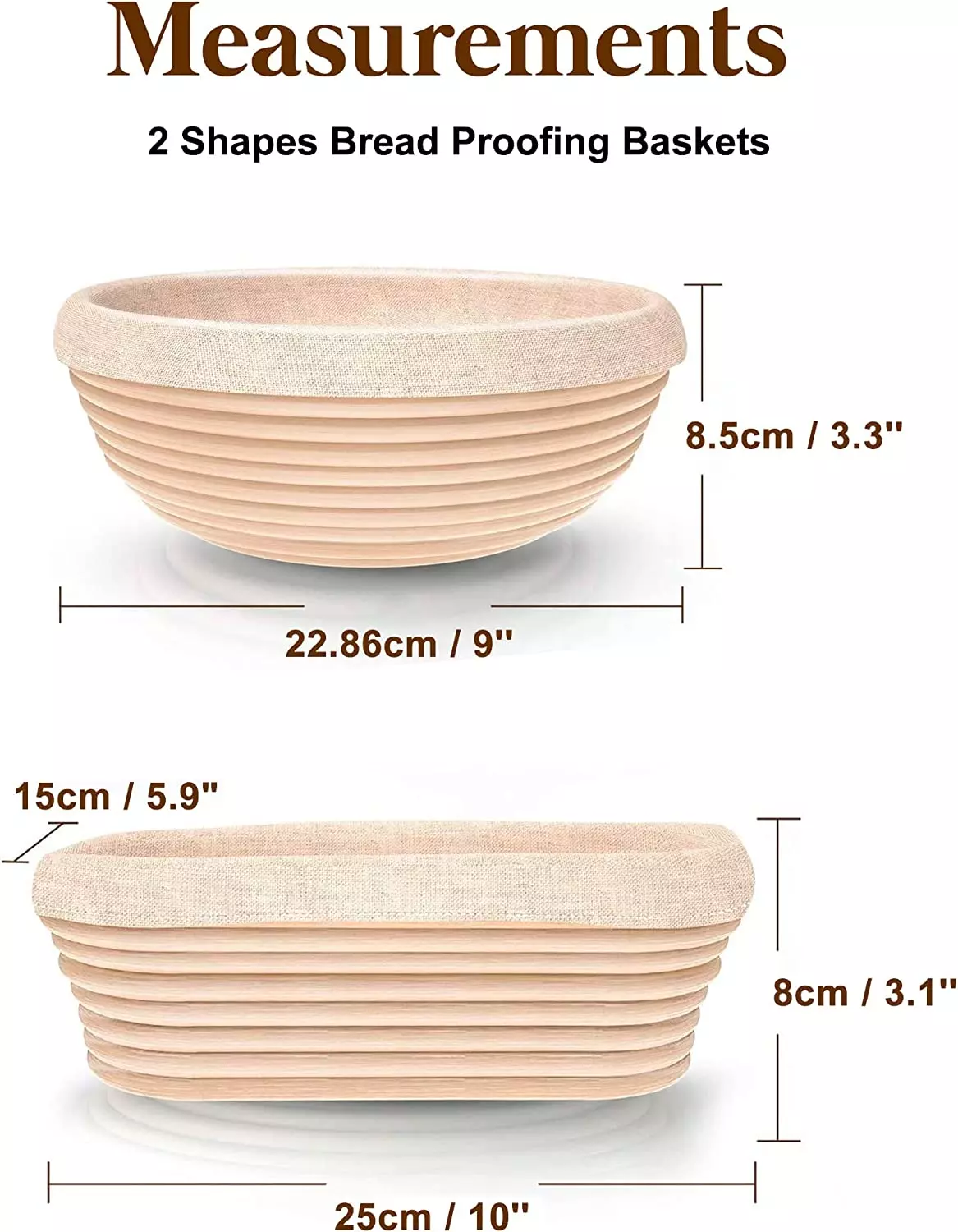 Bread Proofing Basket Set, Banneton Bowl