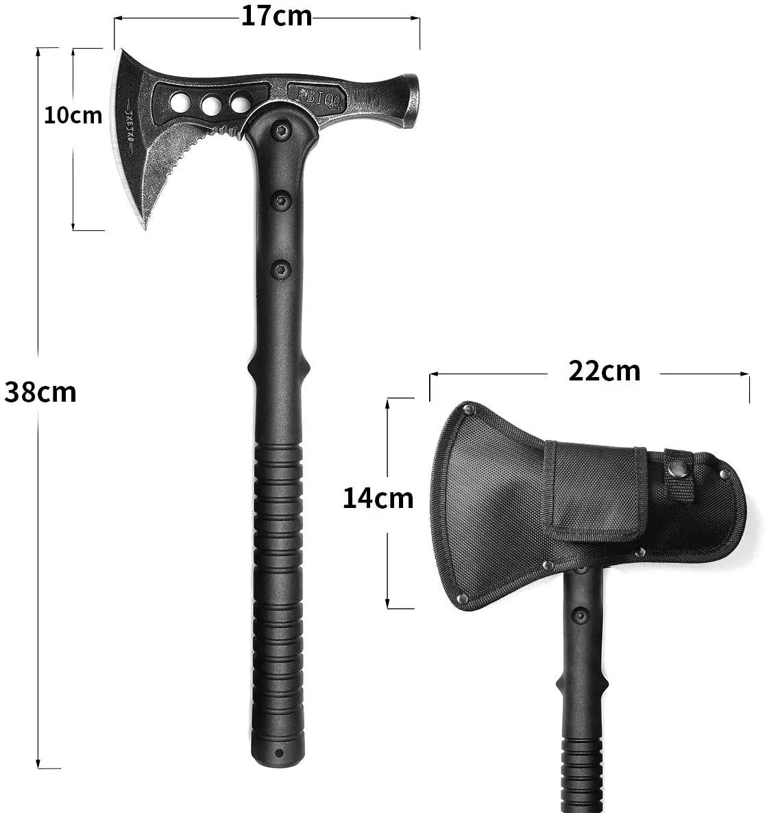 Tactical Survival Hawk Tomahawk W Hammer Throwing Axe 15"