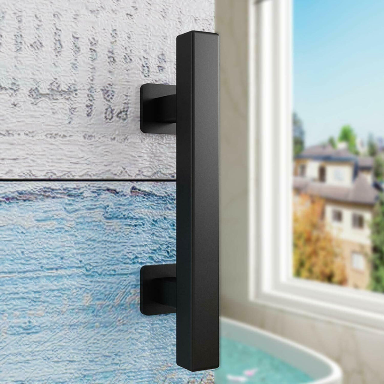 barn door handle square black