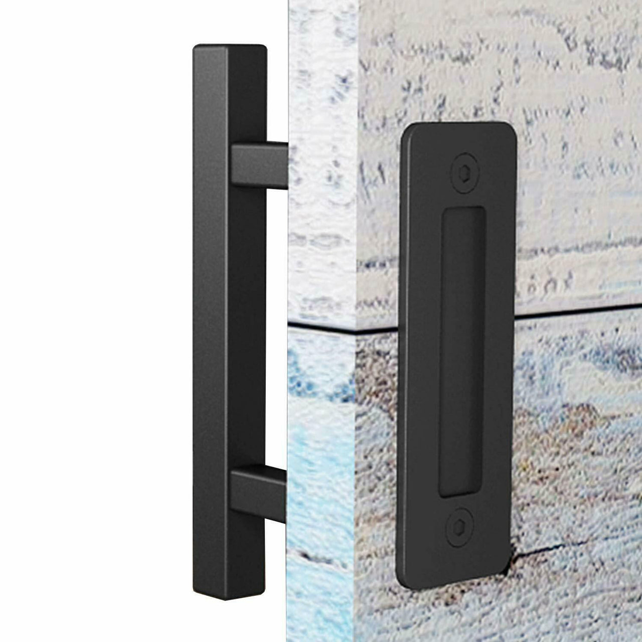 barn door handle square black