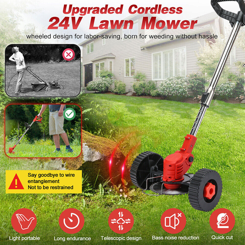 Cordless Push Weed Eater and Grass Trimmer Lawn Mower