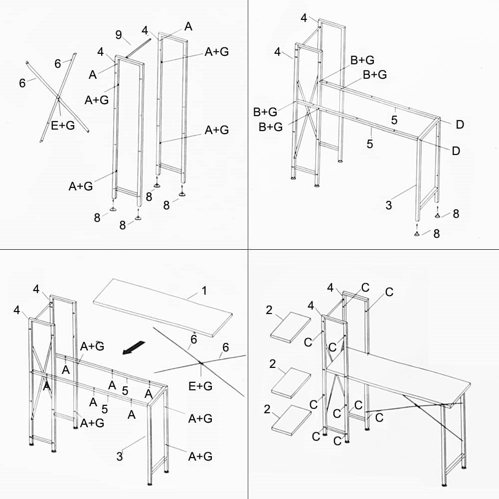 Computer Desk Table with Shelf