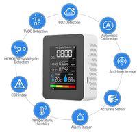 Thumbnail for CO2 Detector Monitor Ppm Quality Indoor Air 5 in 1 Tester