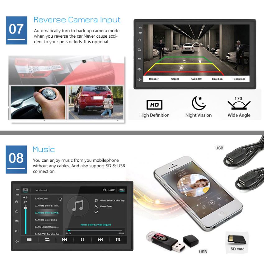 Car Stereo Bluetooth Player with GPS+ Reverse camera