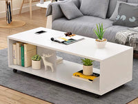 Thumbnail for Coffee Table White with Wheels - Homyspire NZ