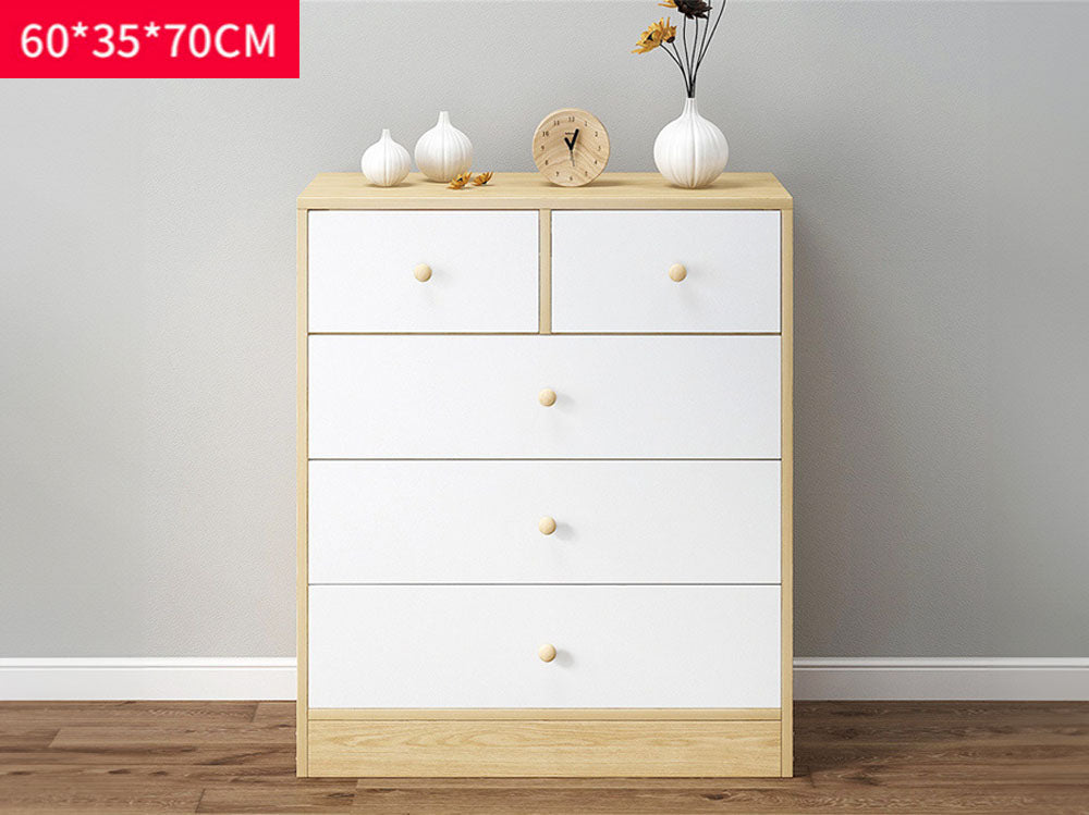 Tall boy Modern White Tallboy Chest of Drawers Dresser with 3 Large and 2 Half Storage Drawers