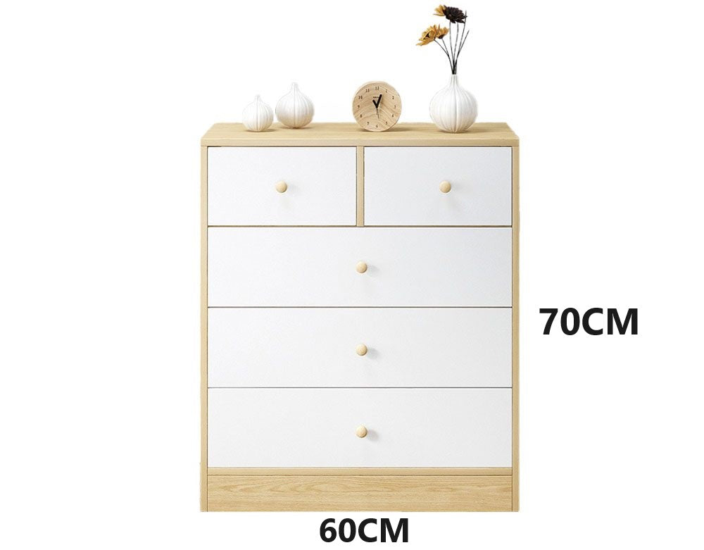 Tall boy Modern White Tallboy Chest of Drawers Dresser with 3 Large and 2 Half Storage Drawers