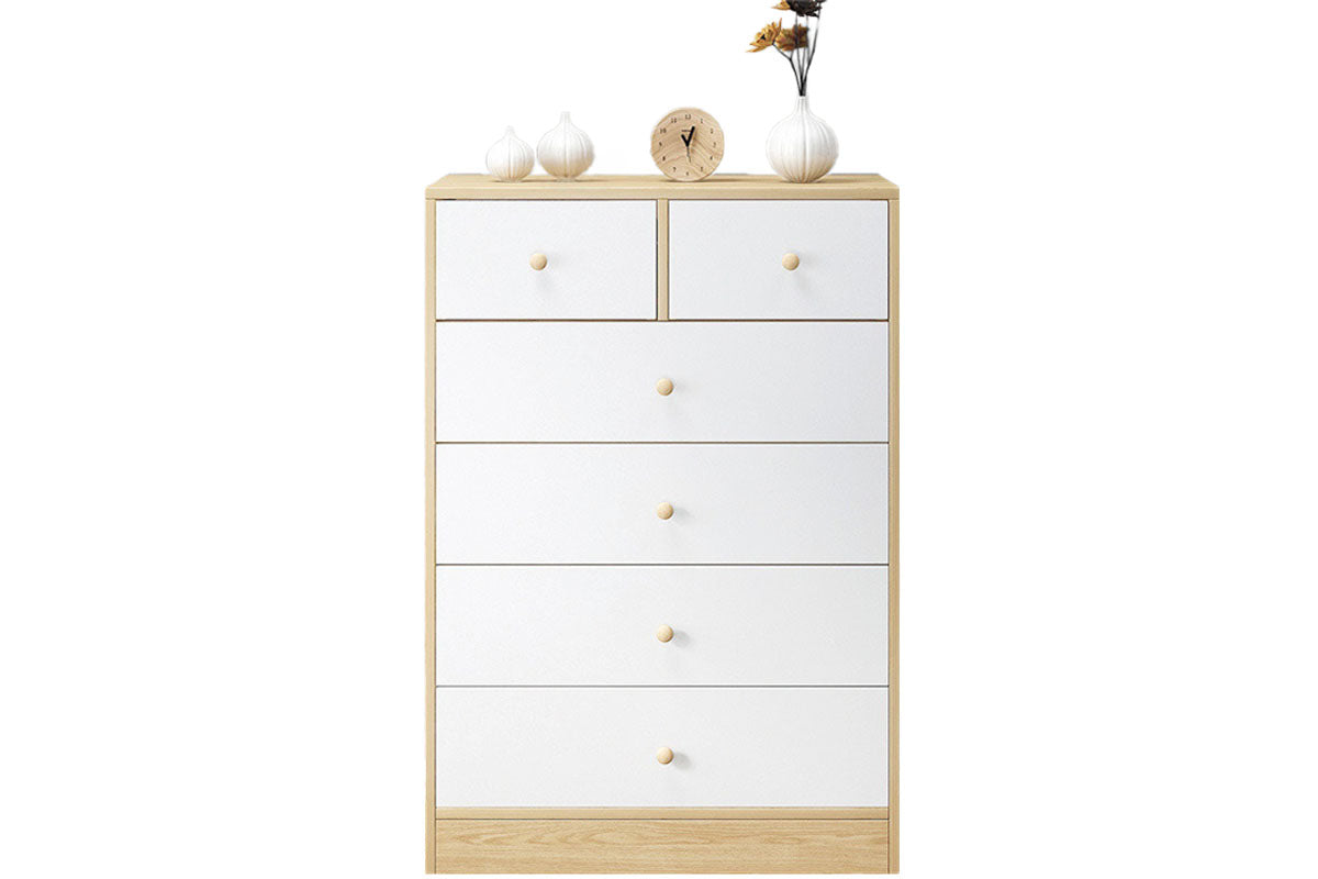 Tallboy Modern White Tallboy Chest of Drawers Dresser with 3 Large and 2 Half Storage Drawers