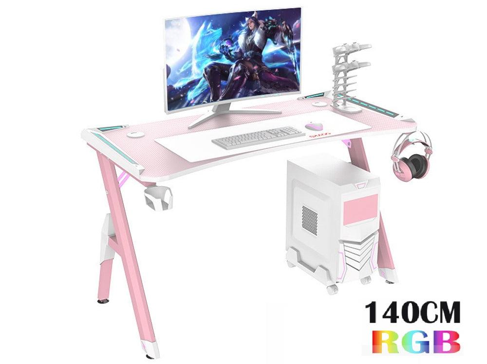 Gaming Desk Office Desk Table 140CM PINK RGB