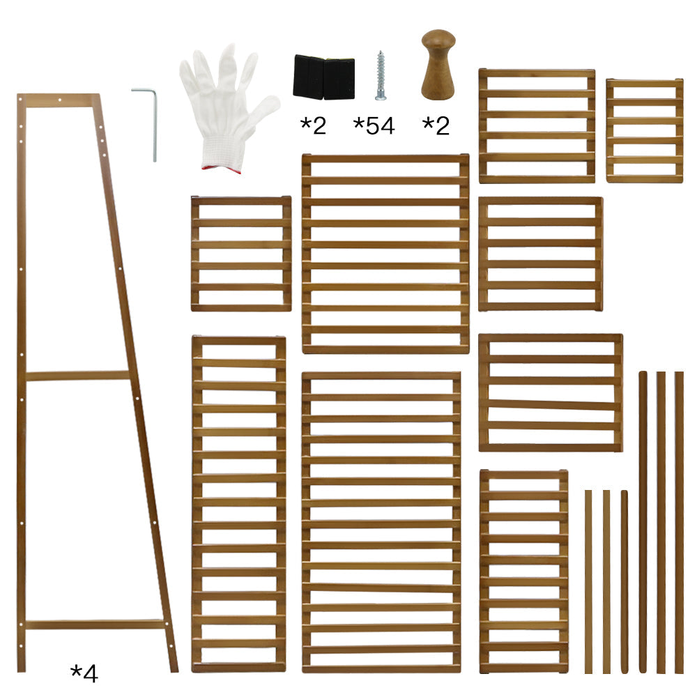 Bamboo Wardrobe Garment Clothes Rack  with Shelves