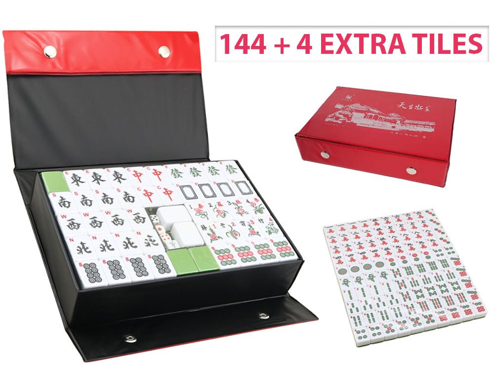 Mahjong Set With Numbers and Characters Green