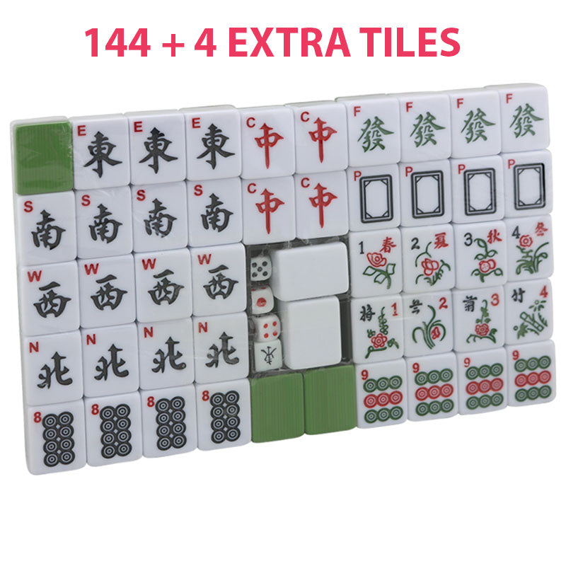 Mahjong Set With Numbers and Characters Green