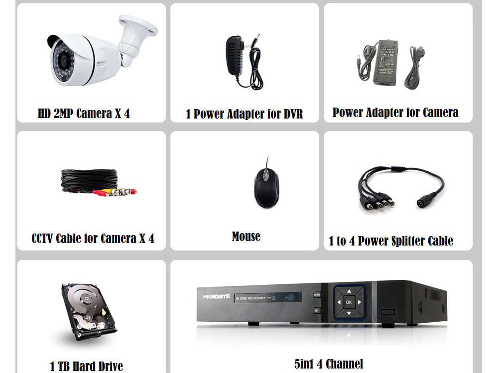 Security Camera System 4 Channel 2MP - Homyspire NZ