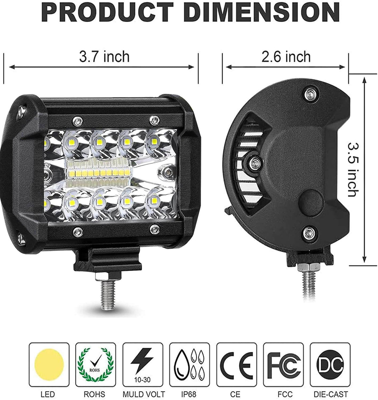 2Pcs 4Inch Led Work Light Bar