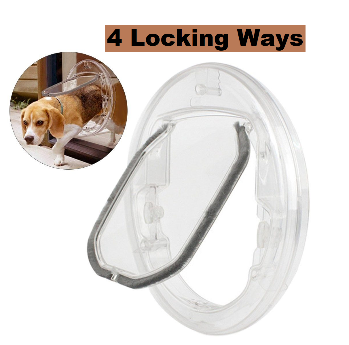 Cat Door 4 Ways Round Lockable Pet Dog Flap Cat Door