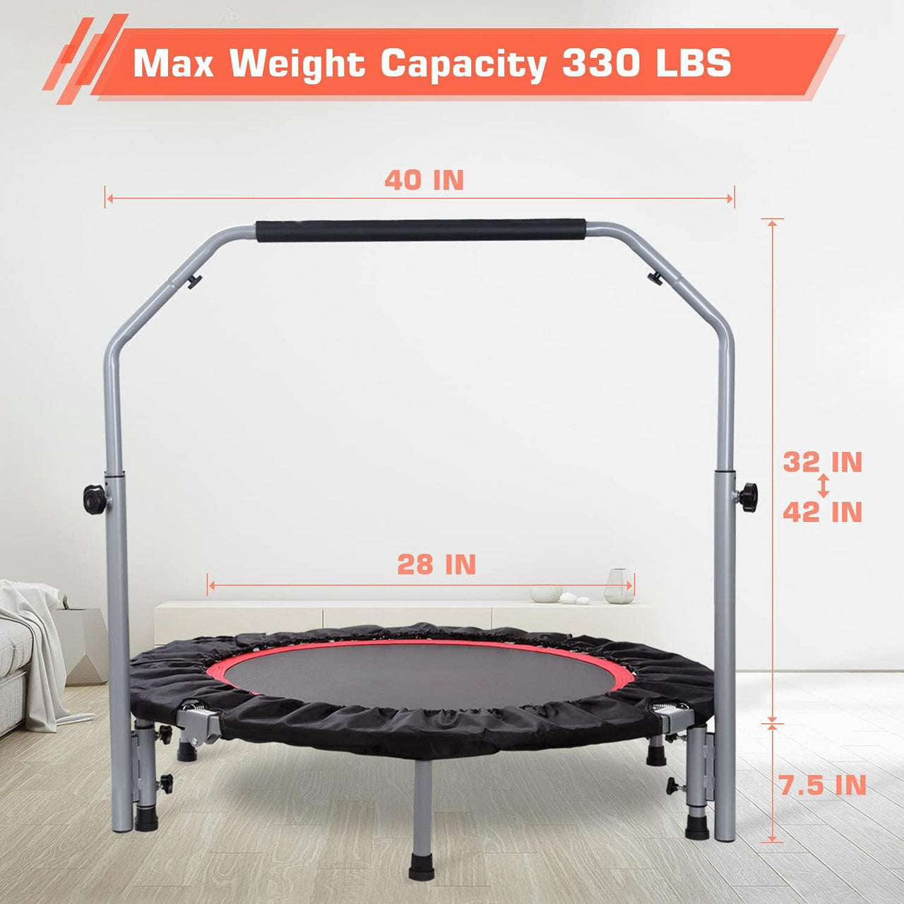 Trampoline Mini Foldable Portable Rebounder 40 Inch