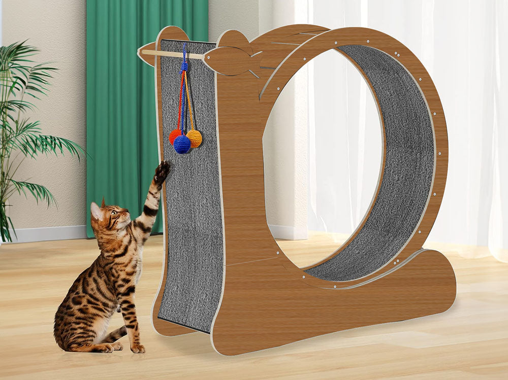 Cat Exercise Wheel Toy Running Exerciser Treadmill Furniture Scratcher Board Roller Play Gym Sports Equipment with Carpet Runway