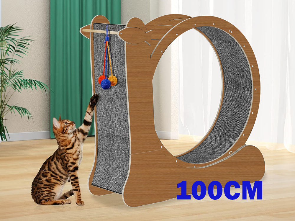 Cat Exercise Wheel Toy Running Exerciser Treadmill Furniture Scratcher Board Roller Play Gym Sports Equipment with Carpet Runway